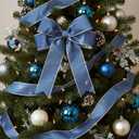 Yungyan Velvet Ribbons with Gold Edge Felt Ribbon Gift Bow Wrapping Ribbon for Handmade, Home Decor, Gift Wrapping, Wreath DIY Crafts, Christmas Tree(2.5 Inch X 35 Yards,Light Blue, Silver)