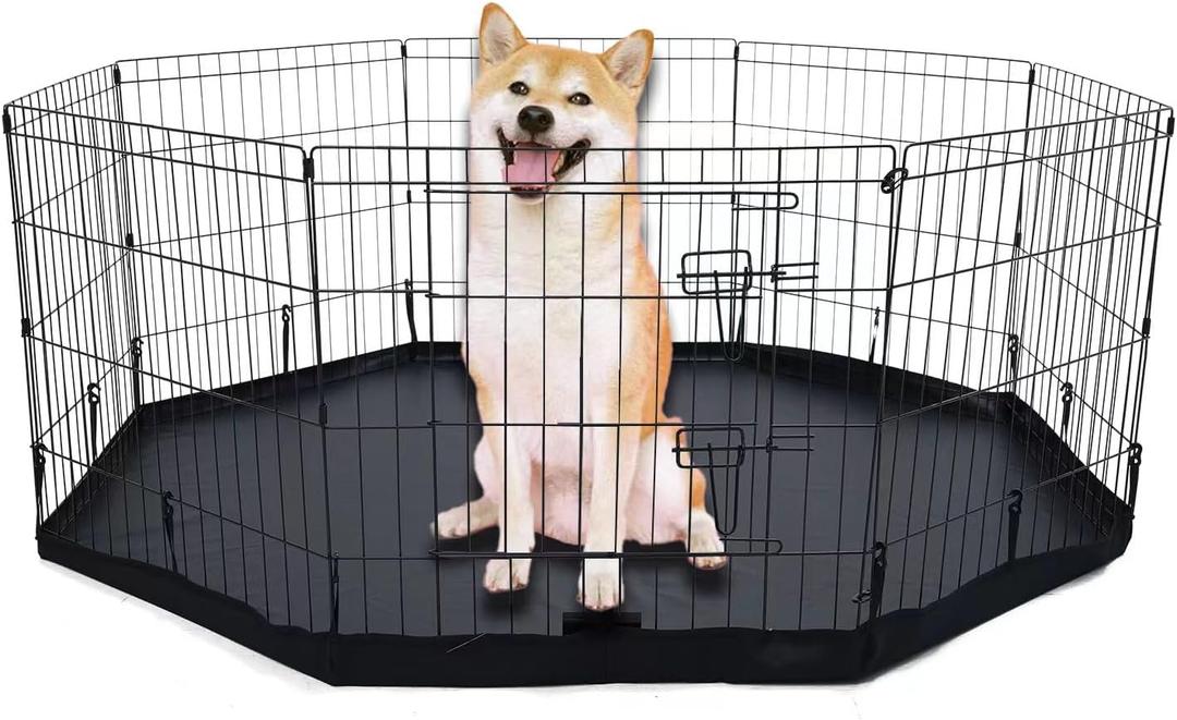 Dog Playpen Bottom Pad/Top Cover,[Playpen Not Included !!!] Octagon Playpen Kennel Cover, Playpen Cover for Pets, Leak-Proof and Easy to Clean. Suitable for Metal 8 Plate Fence 24 inch Pet Pen Cover.