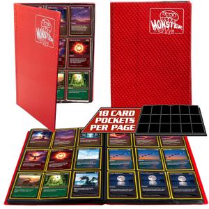 9 Pocket Trading Card Binder- Holofoil Red Album w Side Loading Pockets, AntiTheft Anti-Drop- TCG Collector Storage Organizer for 160 Cards- Compatible with Pokmon, Yu-Gi-Oh!, MTG Magic The Gathering