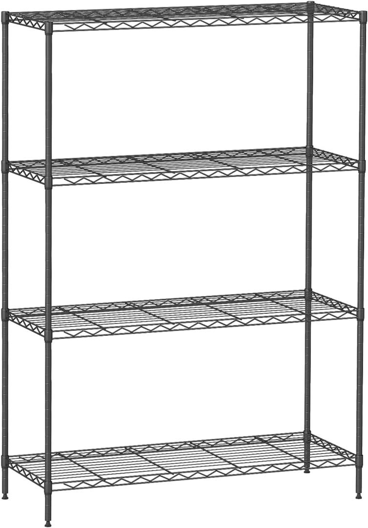 FDW | 4-Tier Wire Shelf | 35" x 13" x 53" | Black