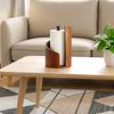 Paper Towel Holder, Natural Mango Wood Countertop Stand for Jumbo Rolls with Wood Round Base and Iron Holder Wooden Paper Towel Holder for Kitchen Dining Table Home Decor, Fits Small Rolls