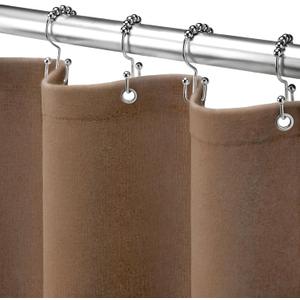 Awellife Brown Shower Curtain Linen Textured Boho Farmhouse Shower Curtains for Bathroom Fabric Liner 72 x 72 Inch