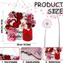 2 x Happy Valentine's Day Sign Happy Valentine's Day Door Sign Wooden Farmhouse Home Sign Welcome Sign with Bear Heat Rose for Porch Farmhouse Happy Valentine's Day Front Door Outdoor Home Decor (a)