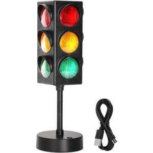 11 Inch Traffic Light Lamp with Base for Room Decoration, Stop Light Lamp with Color Changing and Blinking Modes, Traffic Light Desk Lamp for Bedroom, Classroom,Party Decorations, 1 Pack
