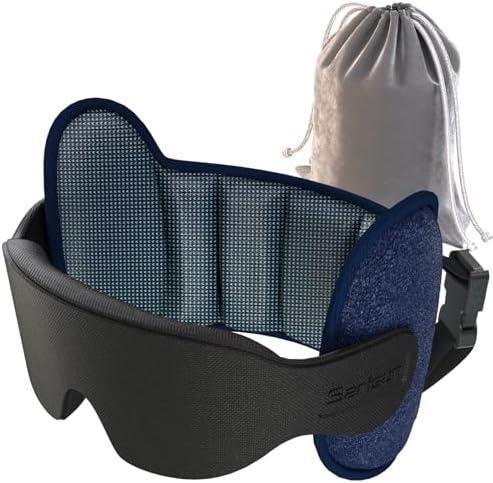 SARISUN Travel Pillow, Upgrade Airplane Pillow for Long Flight, 360° Support Headrest, Travel Neck Pillow Eye Masks for Sleep, Compact Airplane Travel Essentials, Stop Bobblehead, Mottled Blue