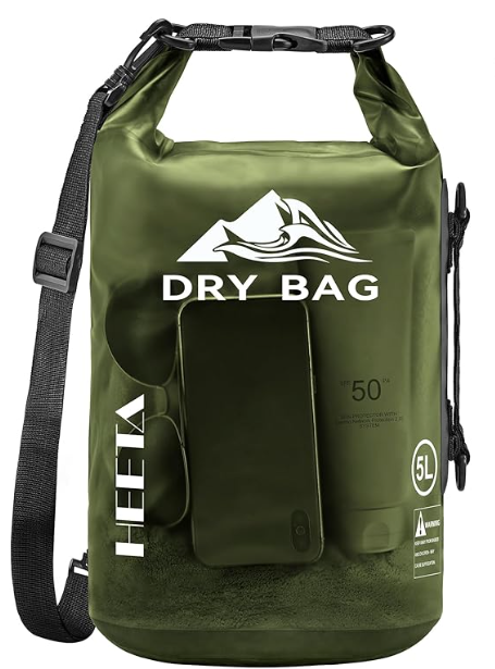 HEETA Waterproof Duffel Bag Motorcycle Dry Bag Backpack, 40L Extra Large Rolltop Travel Duffle Bags with Straps & Handles for Kayaking Rafting Boating Canoeing Camping Gym Beach Cruise Ship