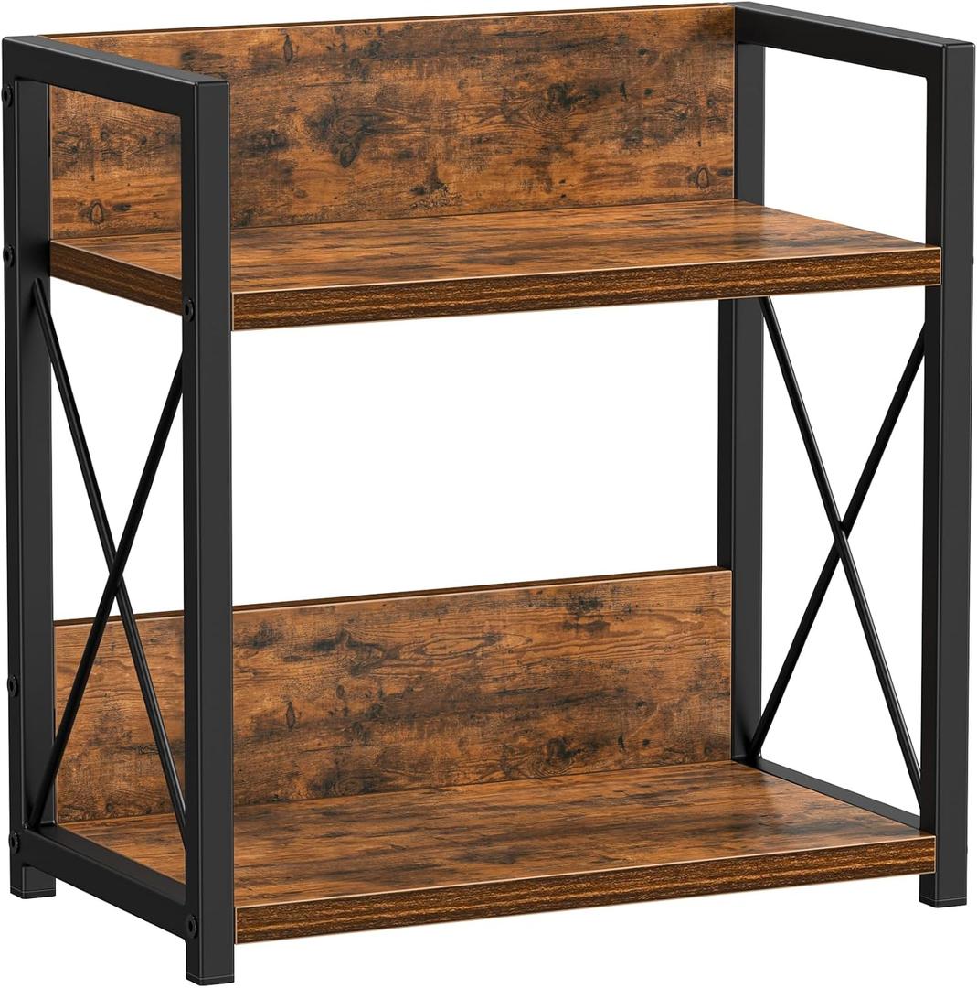 Giikin Kitchen Countertop Organizer, 2 Tier Spice Rack Organizer for Pantry, Kitchen Counter Shelf Wood Coffee Station Organizer (Brown, M)