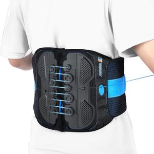 T TIMTAKBO Lower Back Brace for Men Women, Adjustable Lumbar Brace with Dual Pulley System for Herniated Disc, Sciatica, Scoliosis, Decompression Back Support (Black-SM)