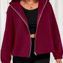 PRETTYGARDEN Womens 2026 Winter Fleece Sherpa Jacket Trendy Long Sleeve Zip Up Cropped Warm Coat Fall Fashion Workout Clothes (X-Large, Burgundy)