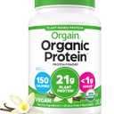 Orgain Organic Vegan Protein Powder, Vanilla Bean - 21g Plant Protein, 6g Prebiotic Fiber, No Lactose Ingredients, No Added Sugar, Non-GMO, For Shakes & Smoothies, 2.03 lb (EXP 09/12/26)