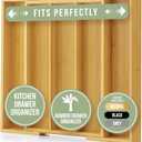 Purawood Kitchen Drawer Organizer - Expandable Utensil Drawer Organizer for Kitchen, Cutlery Tray & Silverware Organizer, 3-5 Slots - Bamboo Organizer for Utensils & Flatware (Natural)
