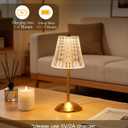 Nusogon Rechargeable Cordless Table Lamp, Touch Control Crystal Desk Lamp with 3500mAh Battery, 3 Color Dimmable LED Small Lamp for Bedroom Bedside Restaurant Kitchen Home Decor