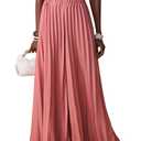 QJQ Women's Elegant Flowy Palazzo Wide Leg Pants Elastic High Waisted Loose Dressy Pleated Trousers Pink X-Small