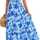 PRETTYGARDEN Women's 2026 Summer Casual Flutter Short Sleeve Boho Floral Maxi Dress Crew Neck Smocked Tiered Long Dresses (XX-Large)