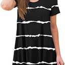 POPYOUNG Women's Summer Long Tunic Top To Wear With Leggings Short Sleeve Shirt Loose Fit Dressy L