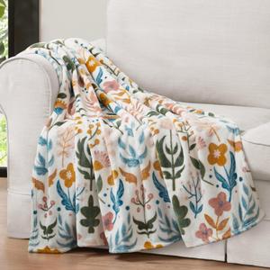 Jessica Simpson Plush 50"X70" Throw Blanket - Mila Floral - Luxurious Plush Blanket for Ultimate Comfort and Cozy Warmth