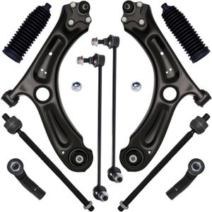 AUQDD 10Pcs Front End Suspension Kit Fit For 2011-2018 Volk-swagen Jetta w/4-Door Sedan, 2 Lower Control Arm w/Ball Joint 2 Sway Bar Link 4 Outer Inner Tie Rod End (# K621949 K80478 EV80665 ES80666)