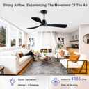 52" Ceiling Fans with Lights with Remote Control Ceiling Fan, 3 Wood Blades, Solid Wood Ceiling Fan Indoor Outdoor for Dining Room, Living Room, Farmhouse, etc. (Black)