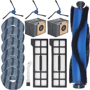 Accessories Kit for Eufy X10 Pro Omni Vacuum Cleaner Replacement Part,1 Roller Brush + 6 Mop Pads + 2 Dust Bag + 2 Filter + 3 Side Brushes