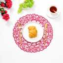 IcosaMro Rosy Round Placemats Set of 6 for Dining Table, 15 Inch Paper Woven Boho Decorative Circle Place Mat for Wedding Christmas Thanksgiving Day Holiday Dinner, 15 Inch, Rosy