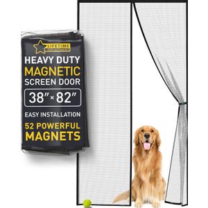 Flux Phenom Magnetic Screen Door - Bugs Out, Breeze in - 9min Install Auto-Sealing Heavy Duty Double Stitched Mesh, 52 Magnets, Hands Free Sliding & Patio Doors Net, Pet & Kid Friendly, 38 x 82 Inch
