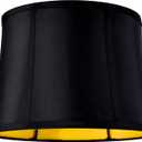 GOSO Medium Black Drum Lamp Shade for Table Lamps Floor Lamp-12x14x10 inch (Spider) Foldable Round Lampshades Faux Silk Lamp Shades Replcement/Rustic Modern Shade-Easy Assembly