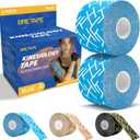 2 x Kinesiology Tape Rolls – 2-Inch x 16 ft Waterproof and Hypoallergenic Athletic Tape for Muscle Support, Knee, Shoulder, and Ankle, 2 Rolls (Blue)