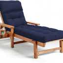 Waterproof Lounge Chair Cushion Outdoor for Chairs, Fade Resistant Chaise Lounger Replacement Cushions with 6 Ties, Thickened Memory Foam Pool Lounge Chair Cushions, 76 x 22 x 4.7 Inches, Blue