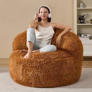 Hobestluk Bean Bag Chair Big Bean Bag Chairs for Adults Giant Adult Bean Bag Chair with Foam Filler Large Beanbags with Stuffed Back Lazy Sofa, Caramel -Standard