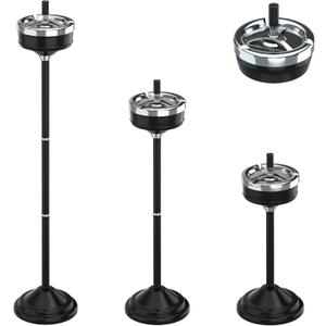 RELIANCER Floor Standing Ashtray w/Spinning Lid,Adjustable 16" - 31.5" Cigarette Ash Tray,Outdoor Stainless Steel Cigar Container Ash Holder w/Weighted Base,Cigarette Butt Receptacle Disposal for Home
