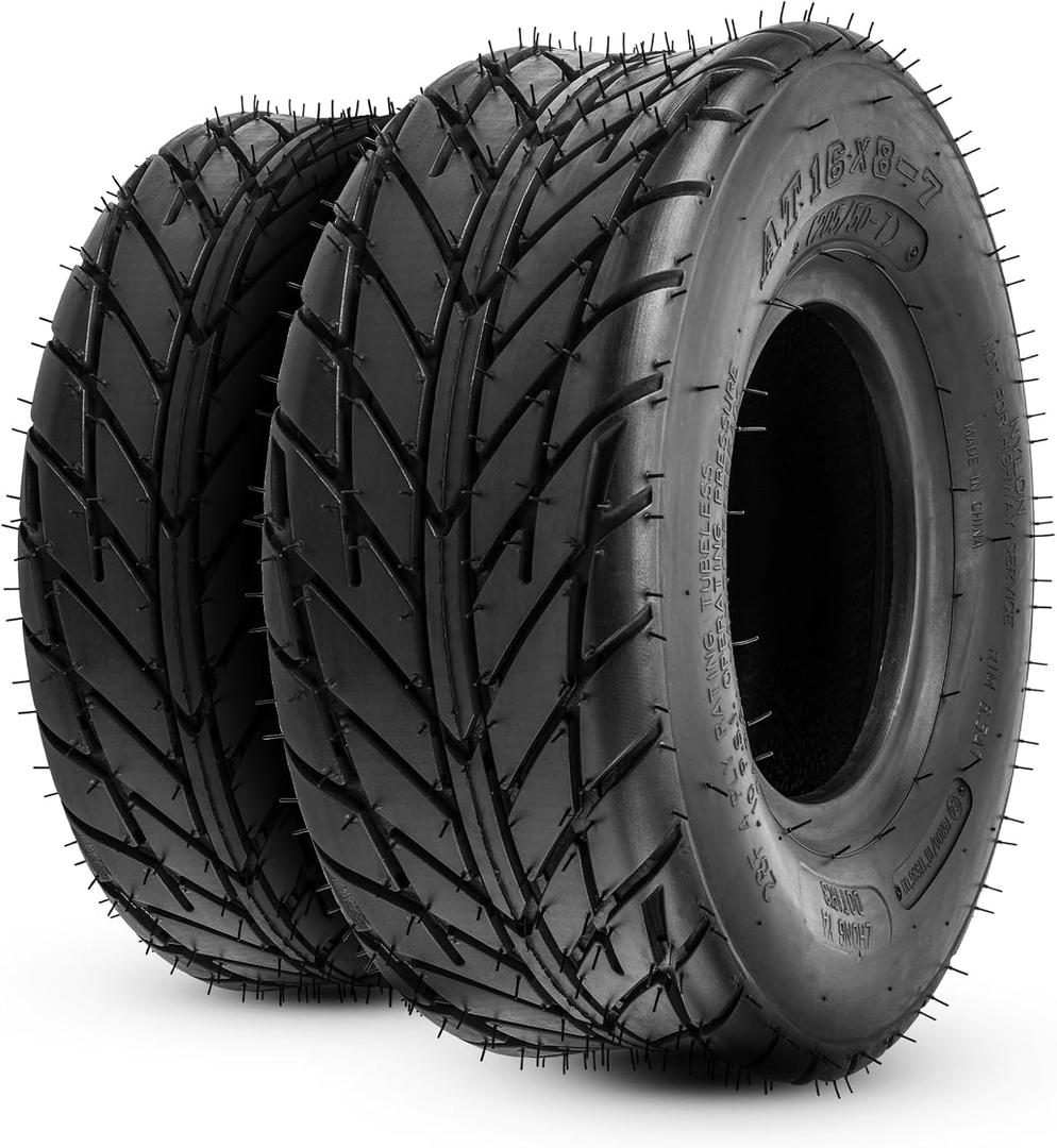 Set of 2 ATV UTV all-terrain Tires, PHILTOP 16x8-7 4 PLY Super Mud Tires,Tubeless Z-129