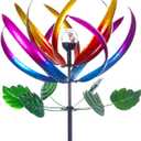 Wind Spinner for Garden and Yard - Large Metal Kinetic Wind Sculptures for Outdoor Decor Multi-Color olar Powered Glass Ball - Garden Decoration - 80 Inches Tulip Yard Art