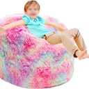 Storage Bean Bag Chairs Cover NO Filler Bean Bag Cover Living Room Furniture 31x20 Inch Soft Washable Plush Fiber Adult Bean Bag Bed Fuzzy Love Sack Beanbag Cover NO Filling Rainbow