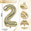 3 x Champagne Gold 40 Inch Balloon Number 2, Large Light Gold Foil Number 2 Balloons Set 0-9 for Girls Boys, Digital 2 Helium Balloon for Women Boho Baby Shower Anniversary 2nd Birthday Party Decorations