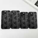 LSL Case for iPhone 15 Black Ribbon Bow Pattern Print Design Soft TPU Full Camera Lens Anti-Drop Anti-Scratch Shockproof Protective Slim Cover for Women Girls