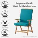 High Back Outdoor Chair Cushion – Hinged Patio Chair Pad with Removable Cover, Reversible Cushion with Ties, Durable Polyester Fabric, Eco-Friendly Recycled Polyfiber Fill, Peacock