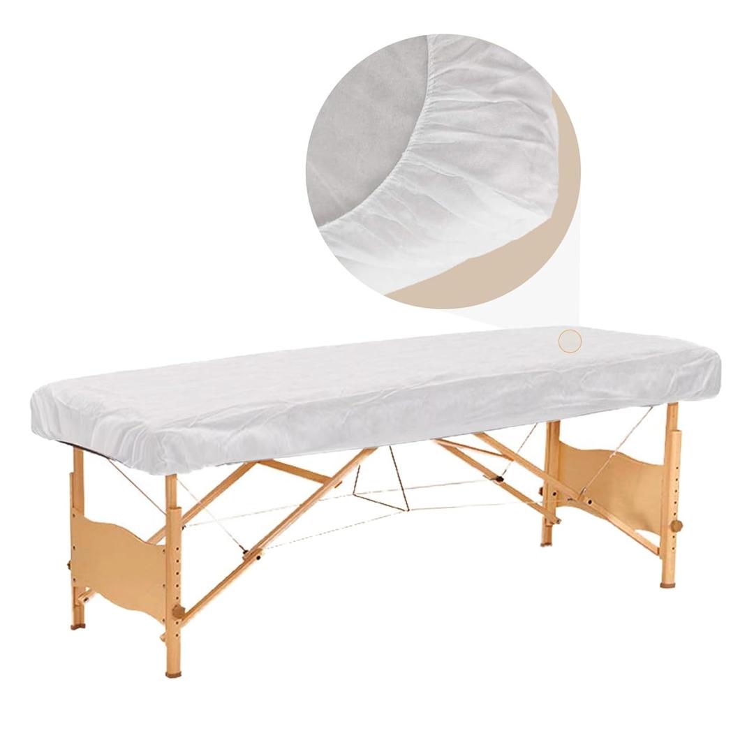 30PCS Disposable Fitted Massage Table Sheets, Heavy Duty Elastic Disposable Bed Cover, Breathable Disposable Fitted Sheets for Spa White Non Woven Fabric 36 x 85 Inch