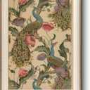HUARCEY Framed Canvas Wall Art Vintage Peacock, vine with poppies floral Print Decor, Peacock Art Print Bird Wall Art 12x16 inch, for Bedroom Bathroom Living Room Decor