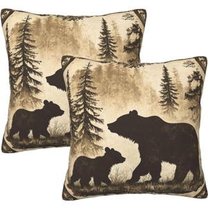 Bear Throw Pillow Covers 18 X 18 Inch Set of 2 Pillow Cases Decoration Cushion Cover for Bedroom Living Room Sofa Outdoor
