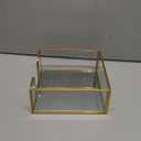 Sumnacon Cocktail-Sized Napkin Holder Square Glass Napkin Holder Table Gold Stylish Cocktail Napkin Holders for Kitchen Dining Table Counter,Decorative Napkin Basket for Picnic Wedding Party (5.7 x 5.7 Inch/Cocktail)