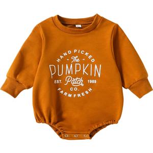 Ayalinggo Toddler Infant Baby Girl Boy Halloween Outfit Pumpkin Sweatshirt Oversized Onesie Bubble Romper Sweater Clothes (Orange)