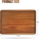 16" x12" Large Solid Acacia Wood Serving Tray Rectangular Wooden Serving Platter Natural Wooden Board for Bar Coffee Party