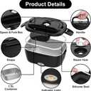 Vabaso Electric Lunch Box for Adults, 80W Heated LunchBox Portable Food Warmer Lunch Box for Work/Men/Car/Truck with 1.5L 304 Stainless Steel Container Fork & Spoon, 110V/12V/24V