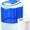 Superday Mini Portable Washing Machine, Single Tub Compact Washing Machine with Spin Cycle, 5.7LBS Washing Capacity Small Electric Washer Machine for Home, Apartments, Outdoor, RV, Dormitory, Blue
