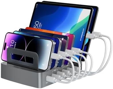Copode Charging Station for Multiple Devices,72W 6-Port USB C Charger Stations-PD45W QC3.0 Fast Charger Dock, Compatible with Cellphone, Tablet, MacBook, iPhone16/15/pro, iPad and More(Space Gray)