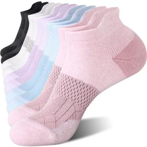 FITRELL 5-6 Pairs Ankle Running Socks for Women Athletic Cushioned Low Cut Tab Sports Socks (Medium)