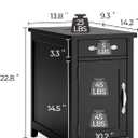 LINSY HOME Farmhouse End Table with Charging Station, Narrow Side Table for Living Room, Sofa Side Table with Drawer and Storage Cabinet, Small Nightstand for Home Office