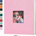 Spbapr Large Photo Album Self Adhesive 3x5 4x6 5x7 8x10 Pictures Magnetic Scrapbook 40 Blank Pages Linen Cover DIY Album with A Metal Pen (Pink)
