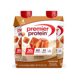 Premier Protein Shake, Caramel, 30g Protein, No Added Sugar, 24 Vitamins & Minerals to Support Immune Health, 11 fl oz, 4 Pack (EXP 02/16/27)