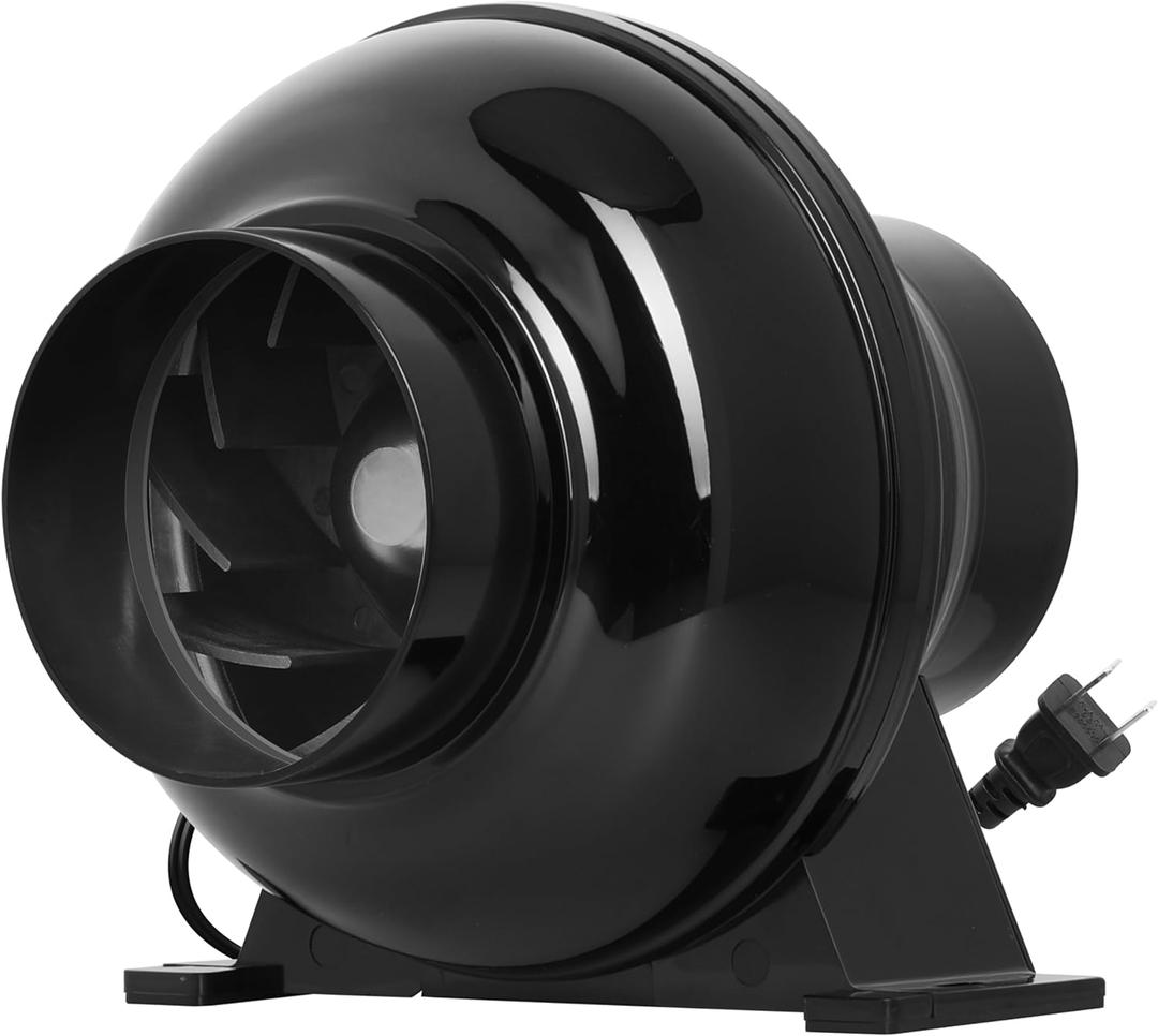iPower 4 Inch 195 CFM Inline Duct Grow Tent Air Vent Exhaust Booster Blower for Hydroponic Ventilation Circulation, Attic, HVAC, Basements or Kitchens, Low Noise, 4'' Fan Quiet, New, Black